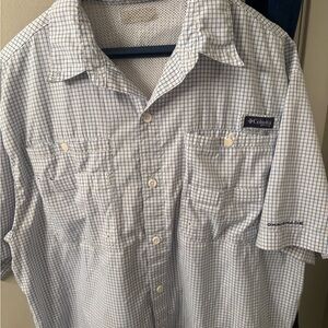 Size XL Men’s PFG Super Tamiami™ Short Sleeve Shirt Blue and White plaid